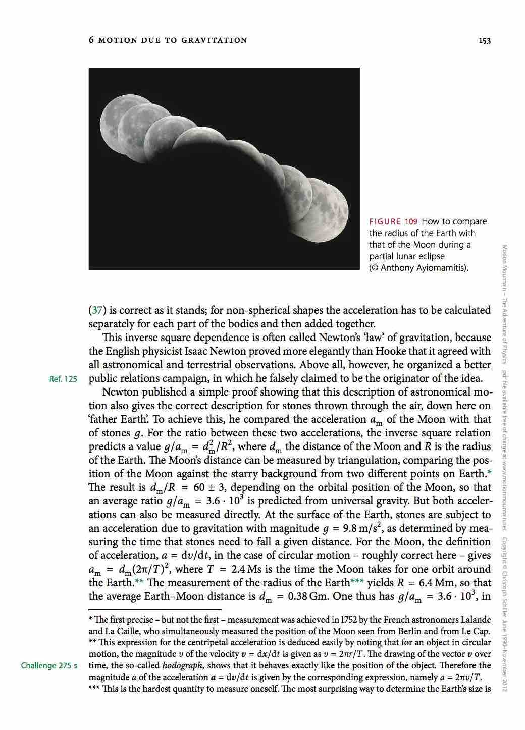 Motion Mountain free Physics Textbook page 153: 
Lunar Eclipse